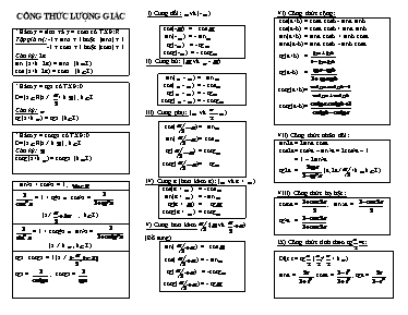 Toán - Công thức lượng giác